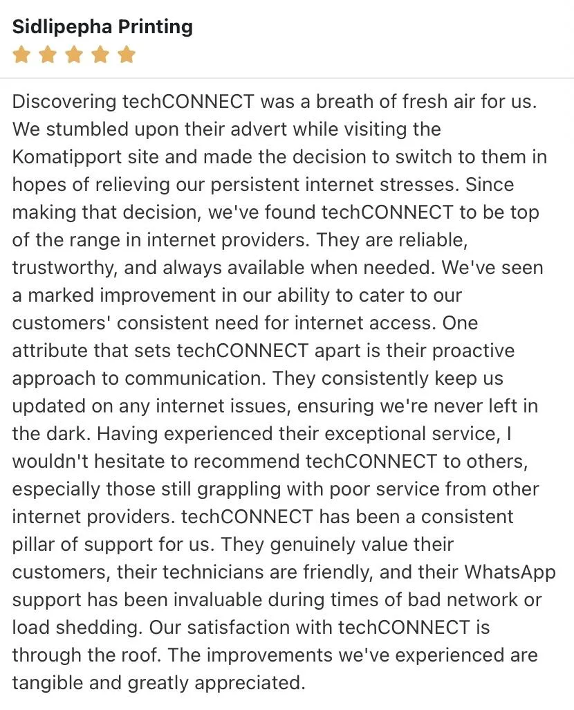 Customer testimonial