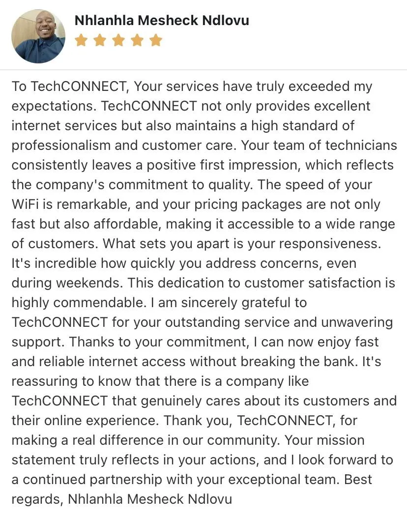 Customer testimonial